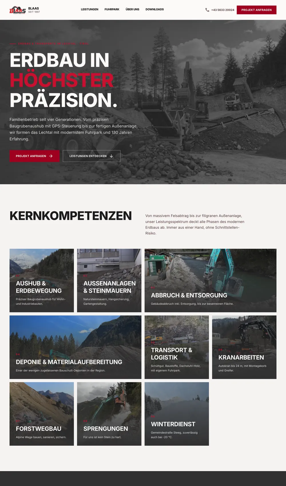 Website-Referenz Blaas, Transporte & Erdbau aus Tirol. Webdesign und Homepage mit SEO und GEO von der Agentur LISN.
