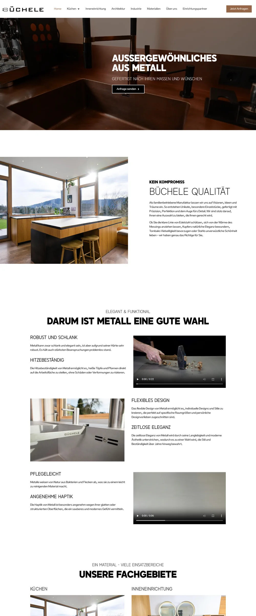 Langer Screenshot der edel-stahl Büchele Website als Webdesign-Referenz
