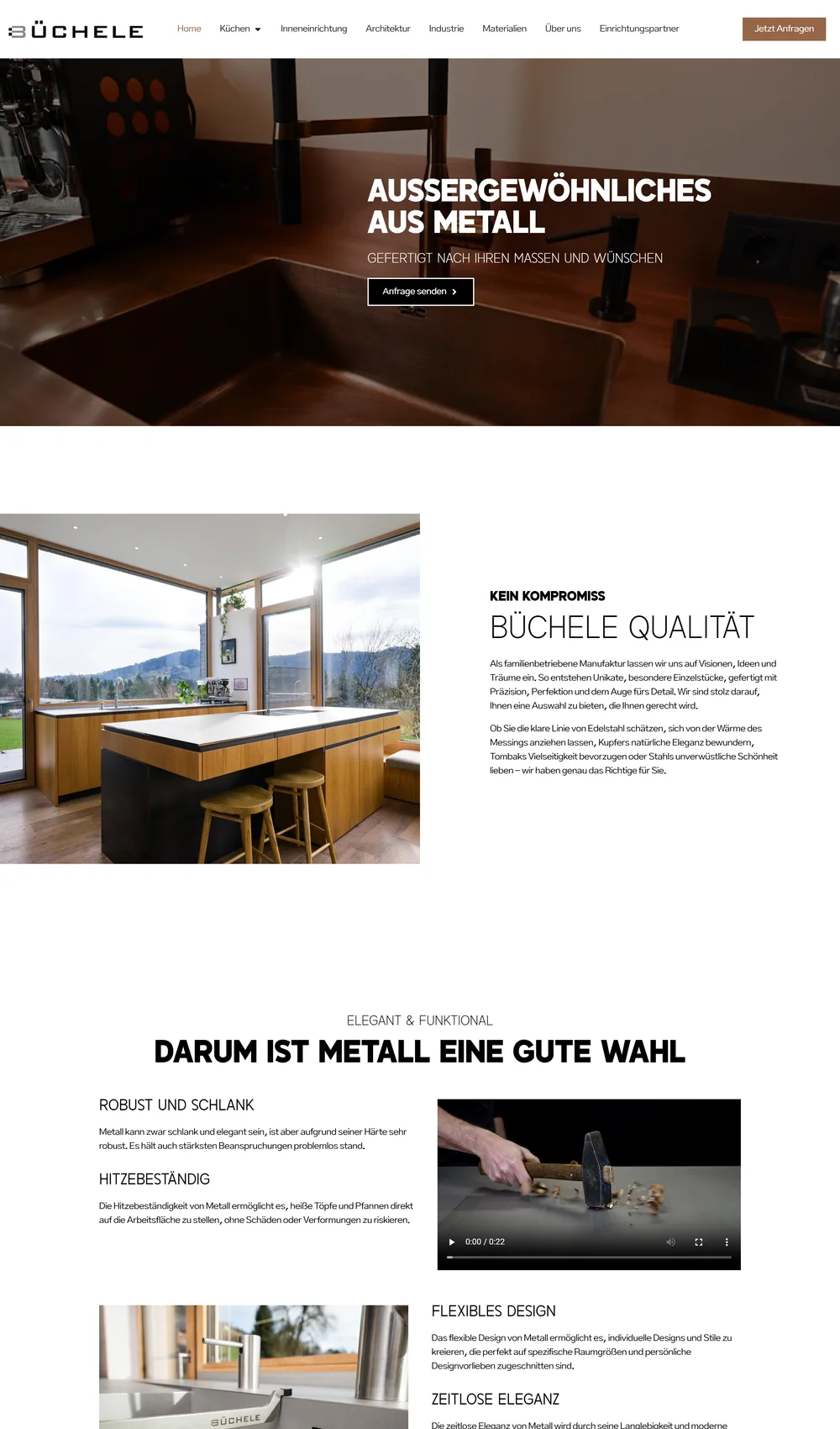 Website-Referenz Edelstahl Büchele, Edelstahl & Industrie aus Vorarlberg. Webdesign und Homepage mit SEO und GEO von der Agentur LISN.