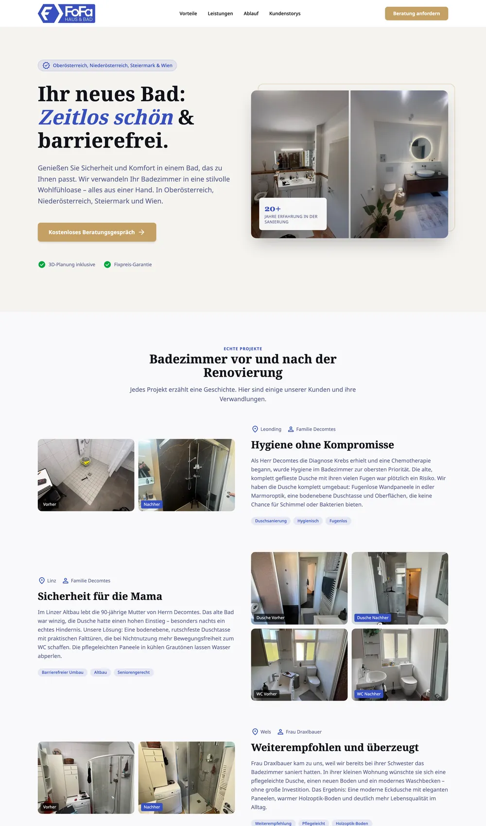 Website-Referenz FOFA Haus & Bad, Haustechnik & Bad aus Niederösterreich. Webdesign und Homepage mit SEO und GEO von der Agentur LISN.