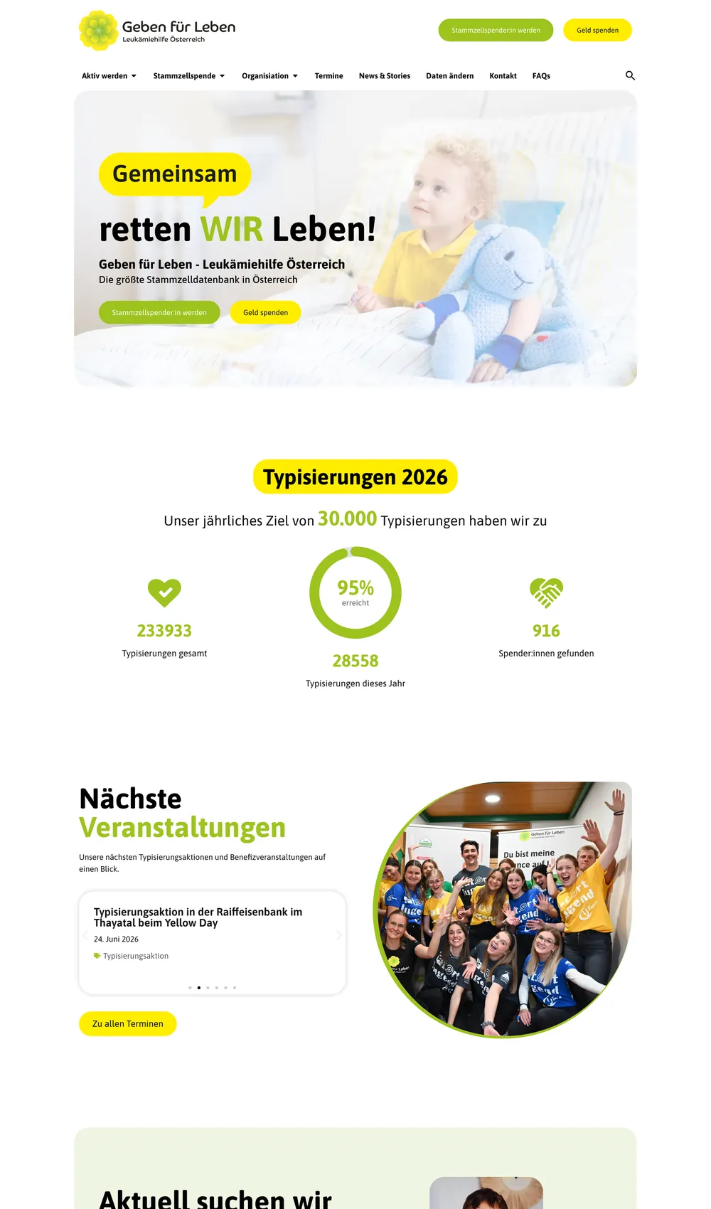 Website-Referenz Geben für Leben, Verein · Gesundheit aus Vorarlberg. Webdesign und Homepage mit SEO und GEO von der Agentur LISN.