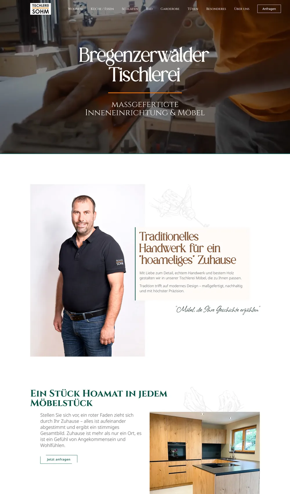 Website-Referenz Tischlerei Sohm, Tischlerei & Innenausbau aus Vorarlberg. Webdesign und Homepage mit SEO und GEO von der Agentur LISN.