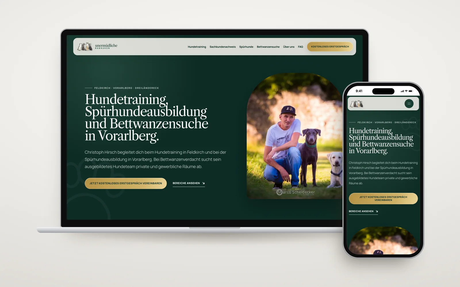 Website von Unermüdliche Rabauken als Mockup auf Laptop und Smartphone