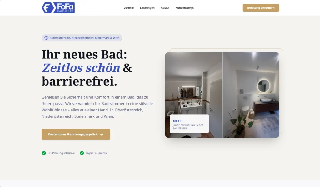 FoFa Website für Badsanierer Installateur