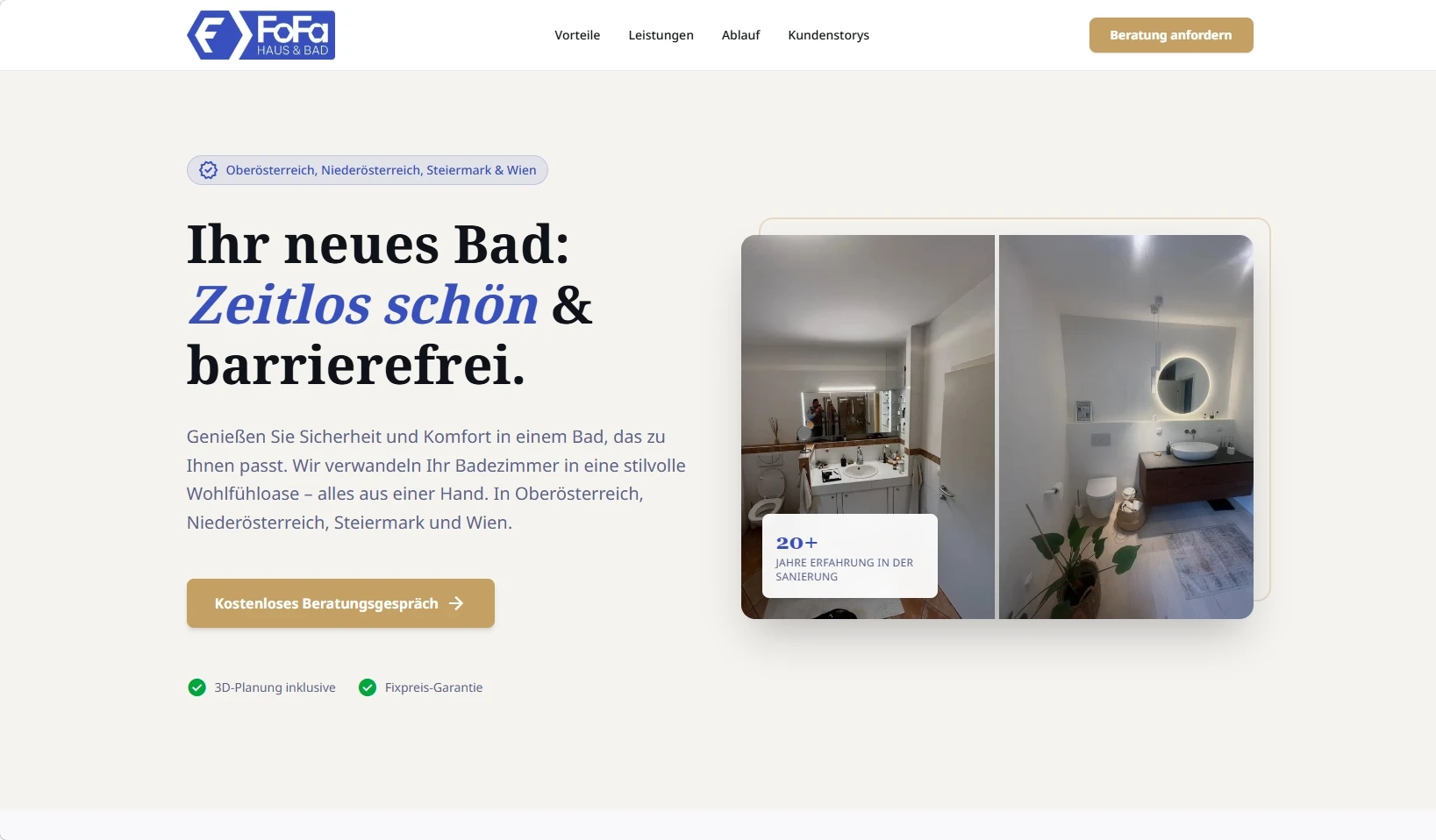 FoFa Website für Badsanierer Installateur